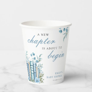 Gobelets En Papier Une Nouvelle Page Fête de Bébé Bleue