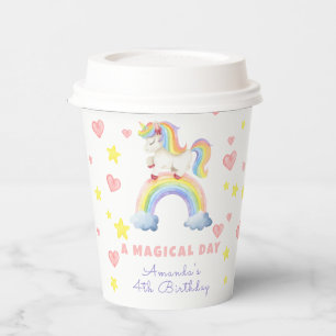 Gobelets En Papier Unicorn Arc-en-ciel Jour magique Anniversaire