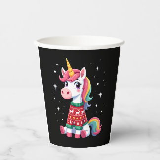 Gobelets En Papier Unicorn with Christmas Sweater Unicorn Girls Chris