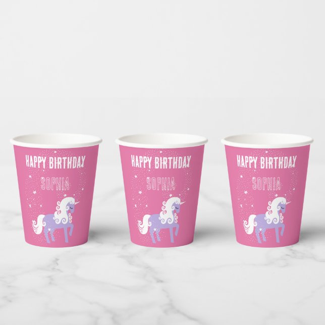 Gobelets En Papier Unicorne rose violet (Multi)