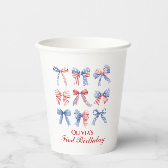 Gobelets En Papier Vaches rouges, blanches et bleues quatrième annive (Recto)