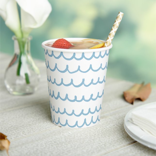 Gobelets En Papier Vagues bleues | Baby shower nautique ou beach part (Insitu)