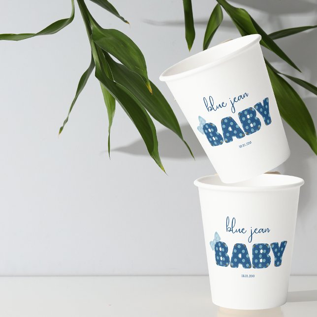 Gobelets En Papier Vaisselle Blue Jean Baby shower | Parti à thème (Créateur téléchargé)