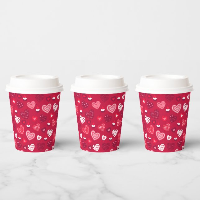 Gobelets En Papier Valentines coeur motif 2 tasses en papier (Multi)