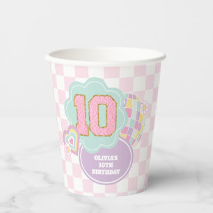 Gobelets En Papier Varsity preppy pastel patch 10e anniversaire