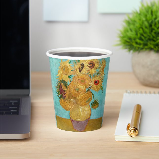 Gobelets En Papier Vase avec douze tournesols par Vincent Van Gogh (Insitu)