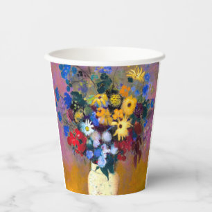 Gobelets En Papier Vase blanc avec fleurs Odilon Redon