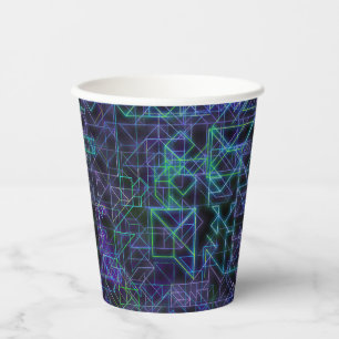 Gobelets En Papier veines cybernétiques, en bleu et vert :