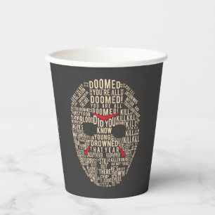 Gobelets En Papier Vendredi 13   Masque de hockey typographique