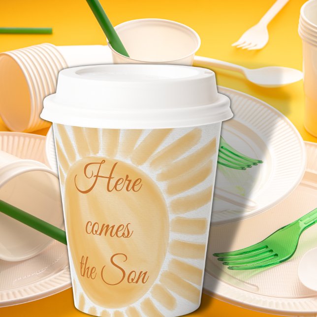 Gobelets En Papier Venez au Baby shower Son Sunshine (Créateur téléchargé)