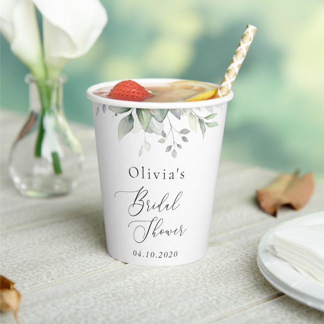 Gobelets En Papier Verdure, Eucalyptus Feuilles, Boho, Fête des marié (Insitu)