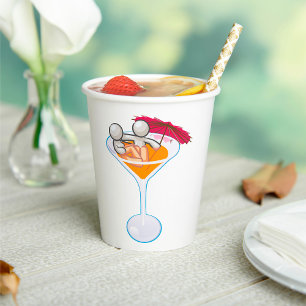 Gobelets En Papier Verre à Martini de Cocktail Tropical Personnage de