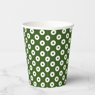 Gobelets En Papier Vert foncé amusant avec des pots Polka verts et bl