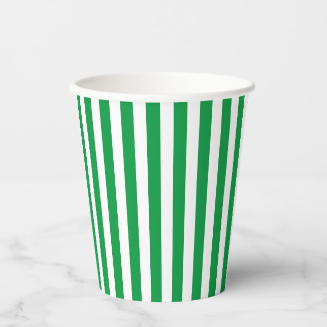 Gobelets En Papier Vertical classique vert et blanc trié (Recto)