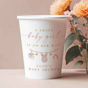 Gobelets En Papier Vêtements de bébé fille sucrée Floral sur un fil à