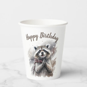 Gobelets En Papier Vibes d'hiver Raccoon - fête d'anniversaire -