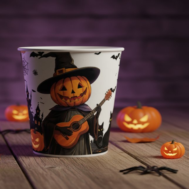 Gobelets En Papier Vibes du Citrouille Casquette sorcier Halloween (Créateur téléchargé)