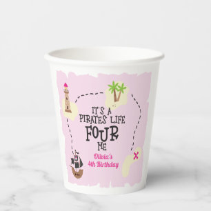 Gobelets En Papier Vie de pirate POUR moi Anniversaire rose