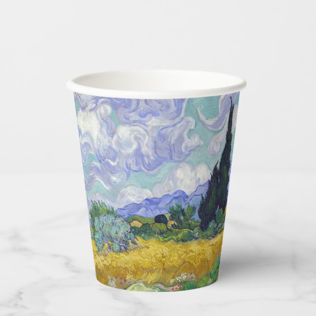 Gobelets En Papier Vincent Van Gogh - Champ de blé avec cyprès (Recto)