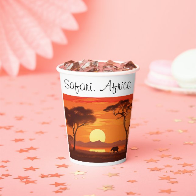 Gobelets En Papier Vintage African Safari  (Insitu)
