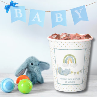 Gobelets En Papier Vintage Airplane Rainbow Clouds Boy Baby Shower
