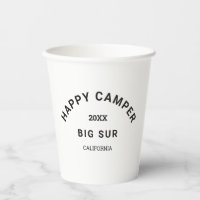 Vintage Black Happy Camper Crest Camping sur mesur