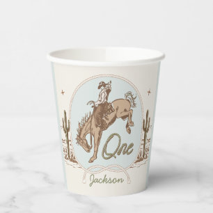 Gobelets En Papier Vintage Blue Little Buckaroo Occidental 1er Annive