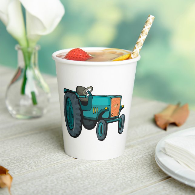 Gobelets En Papier Vintage Blue Tracteur (Créateur téléchargé)