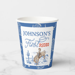 Gobelets En Papier Vintage Blue Western Desert Rodeo 1er anniversaire