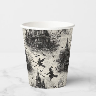 Gobelets En Papier Vintage Haunted House et sorcier Toile Motif