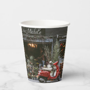 Gobelets En Papier Vintage Red Motor Scooter