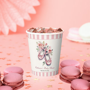 Gobelets En Papier Vintage rose Ballerina Chaussures Baby shower fill