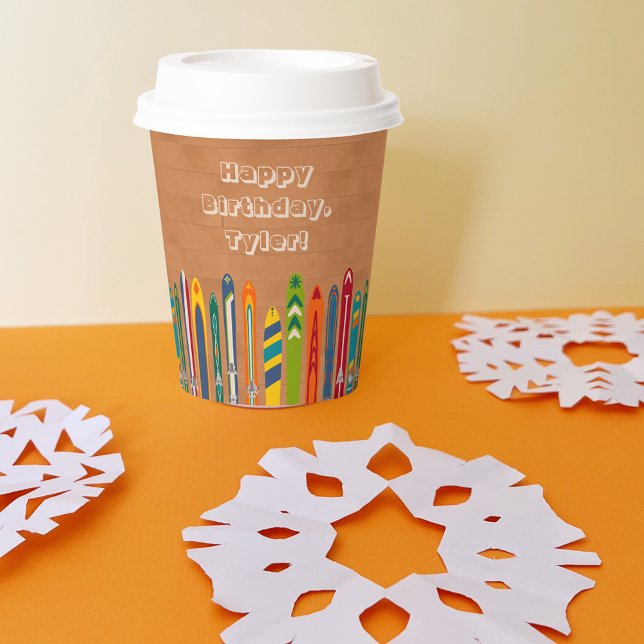 Gobelets En Papier Vintage Skis Winter Themed Custom Party (Créateur téléchargé)