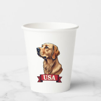 Gobelets En Papier Vintage USA Golden Retriever Engraving Shirt
