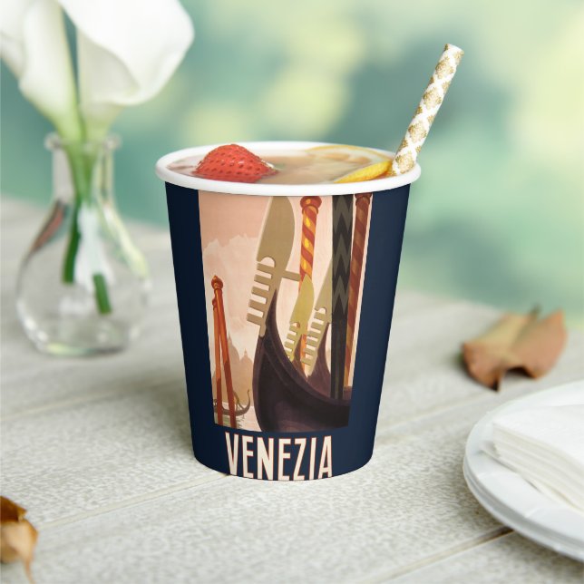 Gobelets En Papier Vintage Venice Italie Gondola Travel (Insitu)