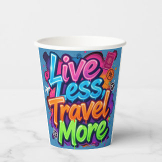 Gobelets En Papier Vivre moins voyager plus Néon Graffiti Citation de