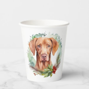 Gobelets En Papier Vizsla Christmas Wreath Festive Pup