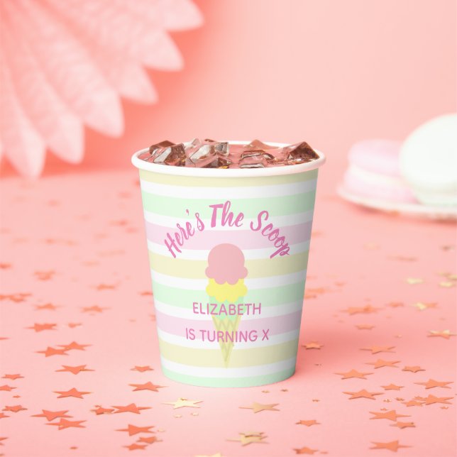 Gobelets En Papier Voici l'anniversaire d'été de la crème glacée Scoo (Insitu)