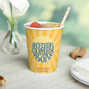 Gobelets En Papier Voici le Baby shower Son Retro