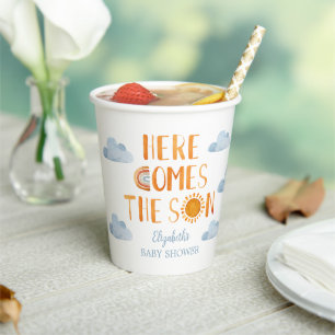 Gobelets En Papier Voici Le Baby shower Son Sunshine