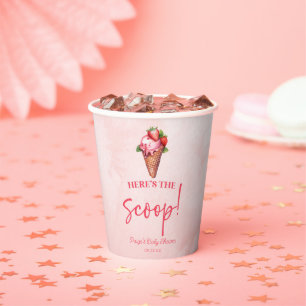 Gobelets En Papier Voici The Scoop ! Baby shower de crème glacée frai