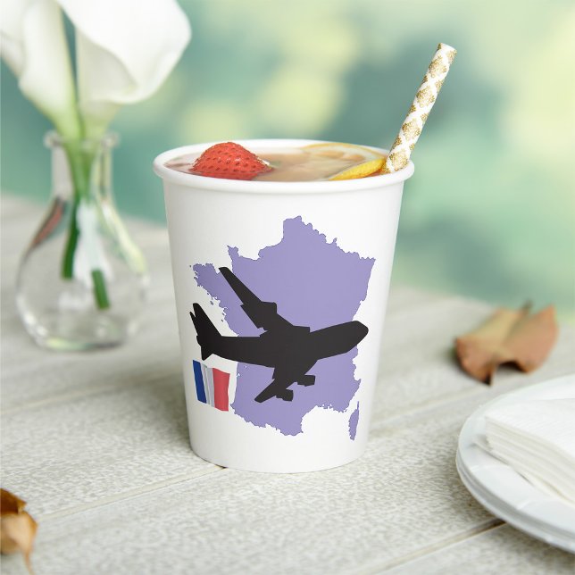 Gobelets En Papier Vol vers la France (Créateur téléchargé)