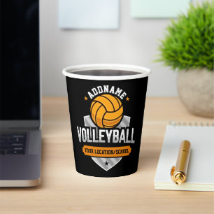 Gobelets En Papier Volleyball AJOUTER TEXTE École Varsity Team Joueur