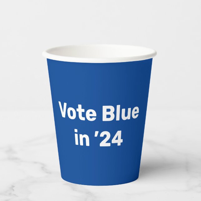 Gobelets En Papier Vote Blue en 2024 (Recto)