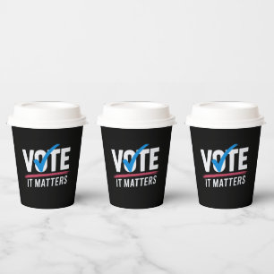 Gobelets En Papier Vote Élection 2024 Électeur Démocrate Politique 