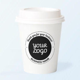 Gobelets En Papier Votre logo avec Merci et nom commercial modifiable