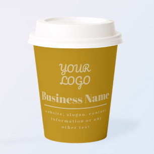Gobelets En Papier Votre Logo Retro-Moderne Or Foncé & Lumière