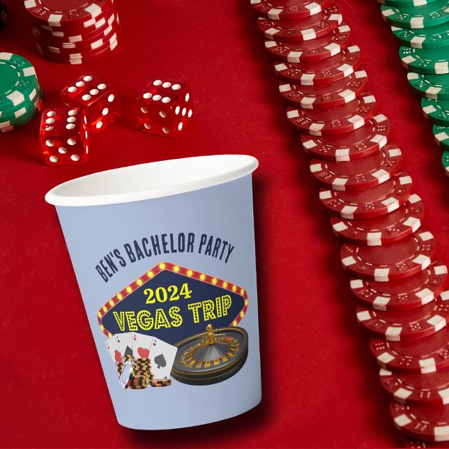 Gobelets En Papier Voyage de Bachelor Party personnalisable Casino La (Créateur téléchargé)