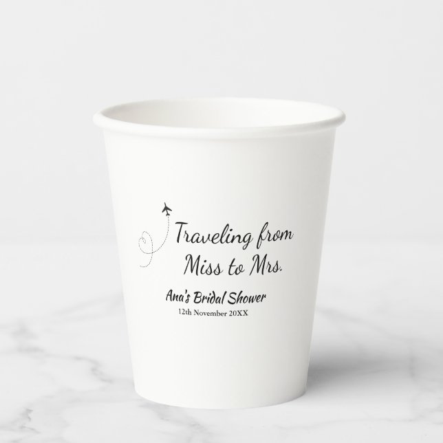 Gobelets En Papier Voyager douche nuptiale ajouter nom date de manque (Recto)