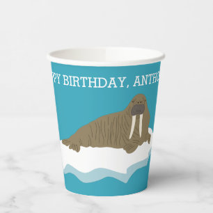 Gobelets En Papier Walrus sur une Iceberg Custom Birday Party